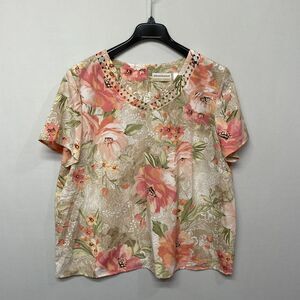 Alfred Dunner Women Short Sleeve Blouse Top Shirt Size 20W Floral M240 4